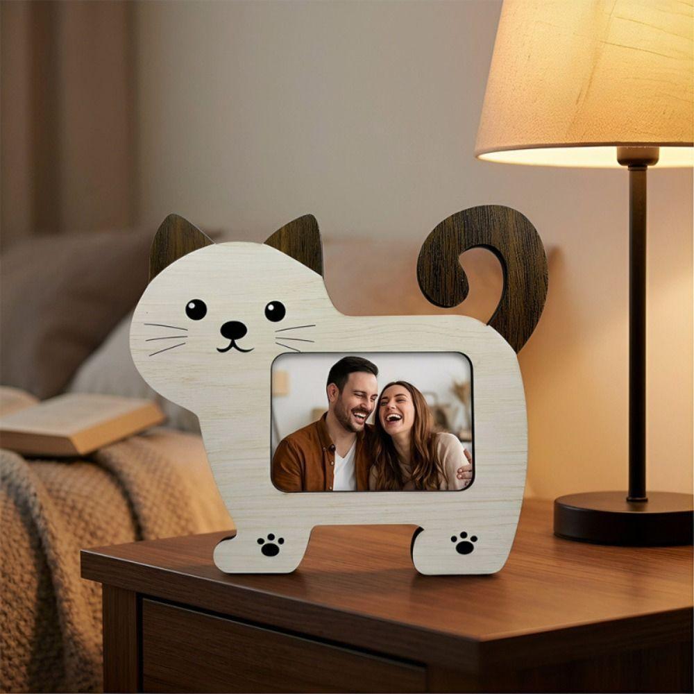 Smooth Animal Shape Picture Frame Cartoon Photo Display Rack Durable Wood Photo Frame for Desktop