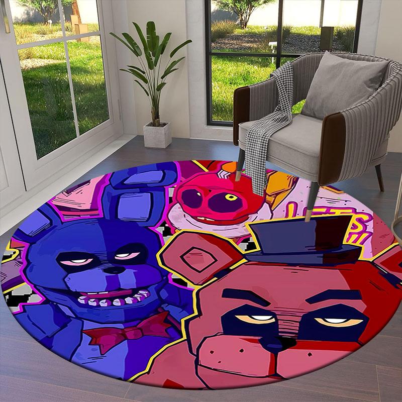 FiveNightsatFreddy's Round Area Rug,Carpet Rug for Living Room Bedroom Sofa Playroom Decor,Non-slip Floor Mat