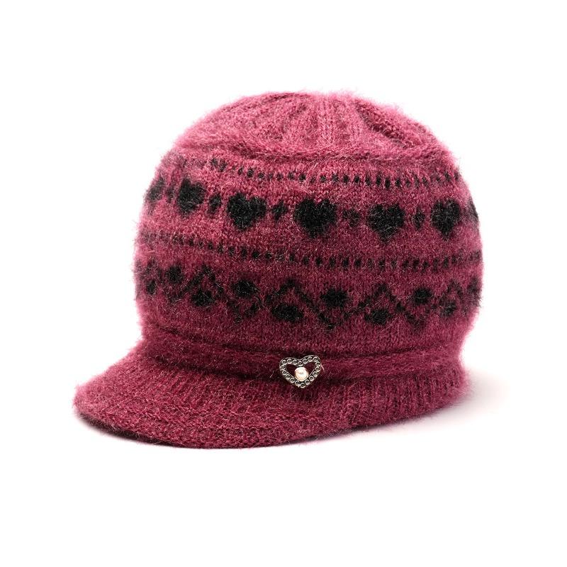 Winter Hat Women's Wool Hat Old Fleece Warm Knitted Hat Old Lady Ear Protector