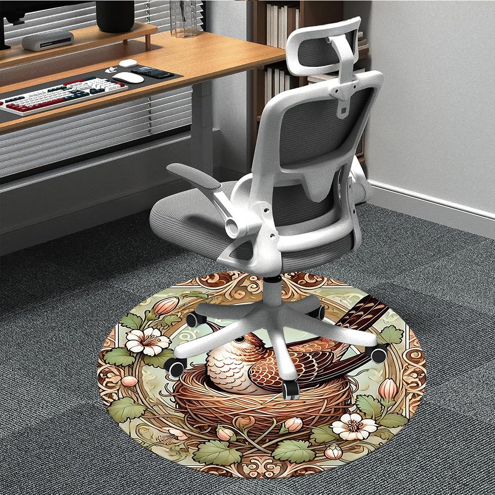 1pc Nestling Art Nouveau Office Round Area Rug, Indoor Mat Suitable For Office, Under Office Chairs Bedroom Living Room Home Decor, Room Deco