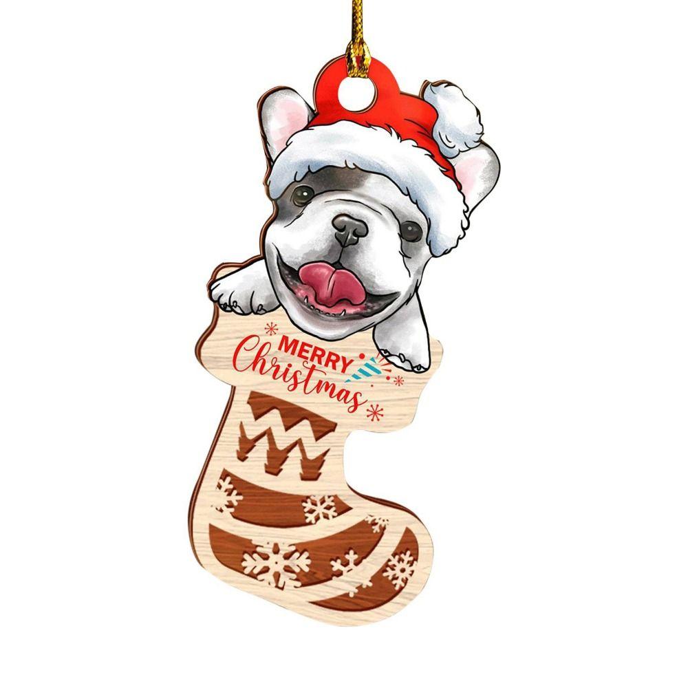 Cartoon Dog Socks Christmas Pendants Decorative Dog Car Pendant  Car