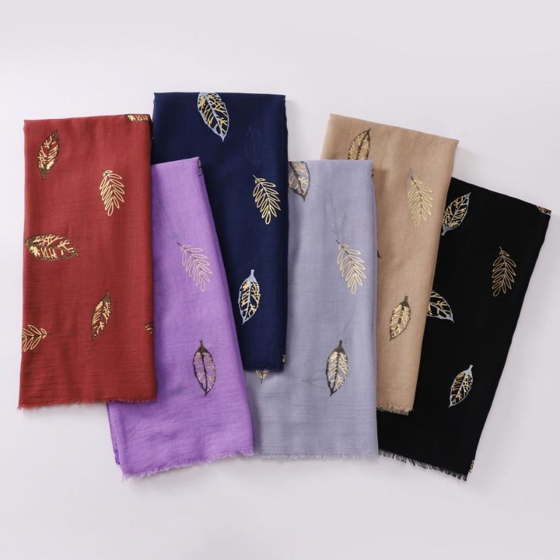 Ethnic Style Gold Foil Printed Scarf Soft Polyester Women S Fashion Scarf