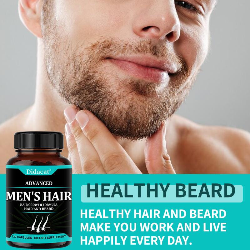 Men’s Hair & Beard Dietary Supplement, Saw Palmetto Extract Biotin Vitamin B‑6 Complex, 120 Capsules