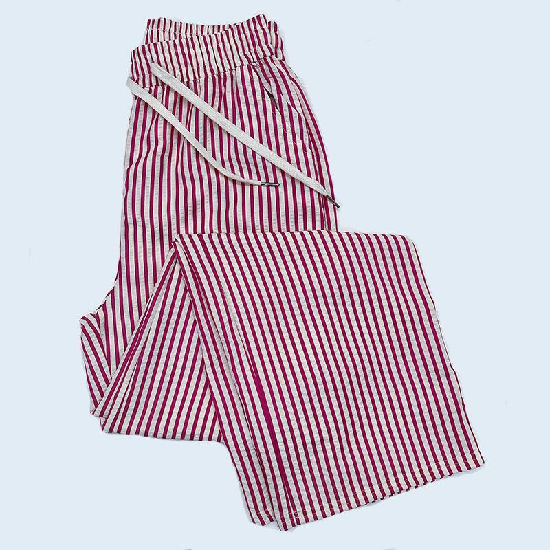 2025 Frühling/Sommer Damen High Waist Schwarz & Weiß Gestreifte Weitbein Freizeithose