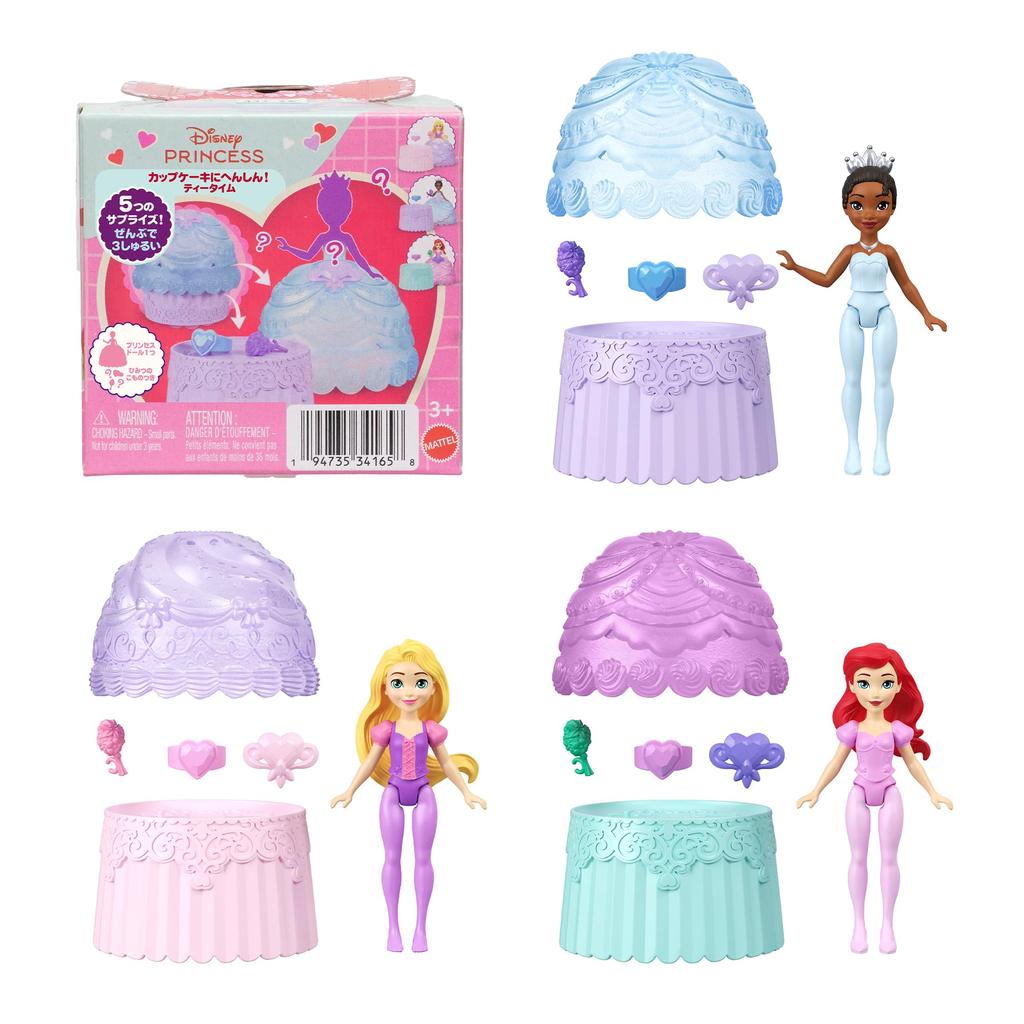 Mattel Disney Princess Cupcake Transformation Teatime Dress-Up Dolls & House Pretend Play Mini Doll Surprise Pack Ages 3+ Multi JJT70-986A