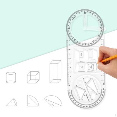 Multifunktionell Geometrisk Linjal, Matematik Undervisning Transparent Ritmall för Kontor