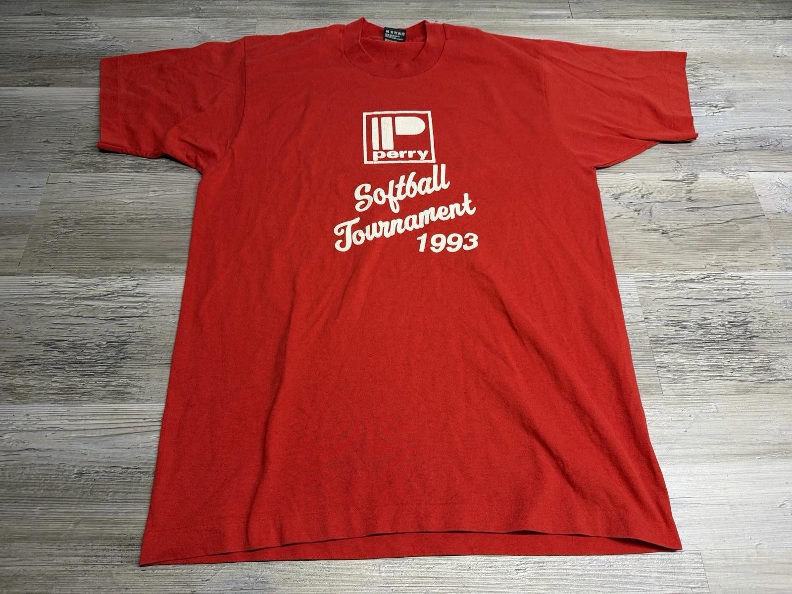 Vintage 90s Graphic T-Shirt Perry Drugs Softball Single Stitch USA Made L XL
