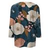 Women's Fashion Casual Round Neck Three-quarter Sleeve Retro Floral Print T-shirt Top