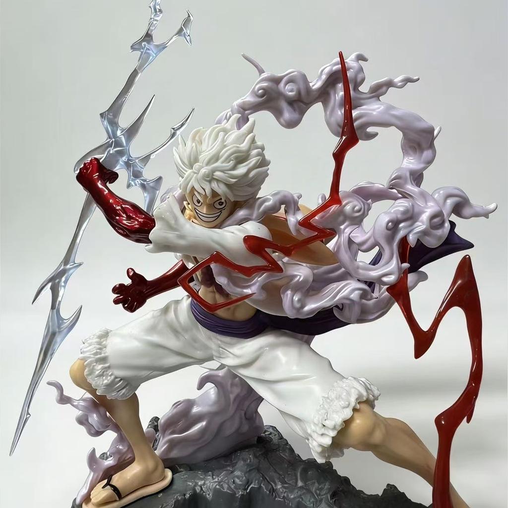 28cm One Piece Figure Sun God Gear 5 Nika Luffy Action Figure GK Thunderbolt Monkey D Luffy Model PVC Collectible Toy