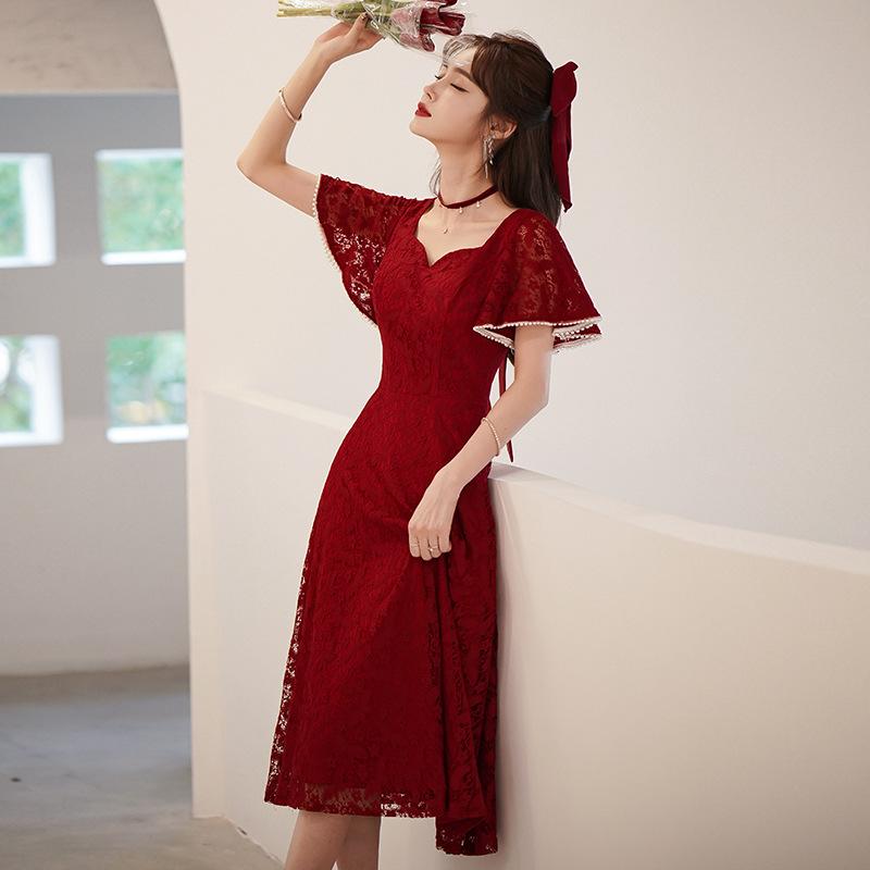 Toast clothes bride 1011 new models can usually wear summer engagement dress back door small dress female lace
