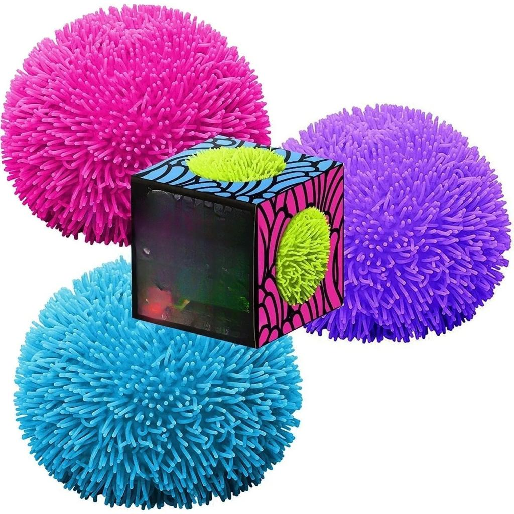 2026Fuzz Ball Stress Teenie 3 Pack Mini Relief Sensory Squishy Fidget Toy Stretchable The Groovy Glob Ball Fluffy Balls Toy