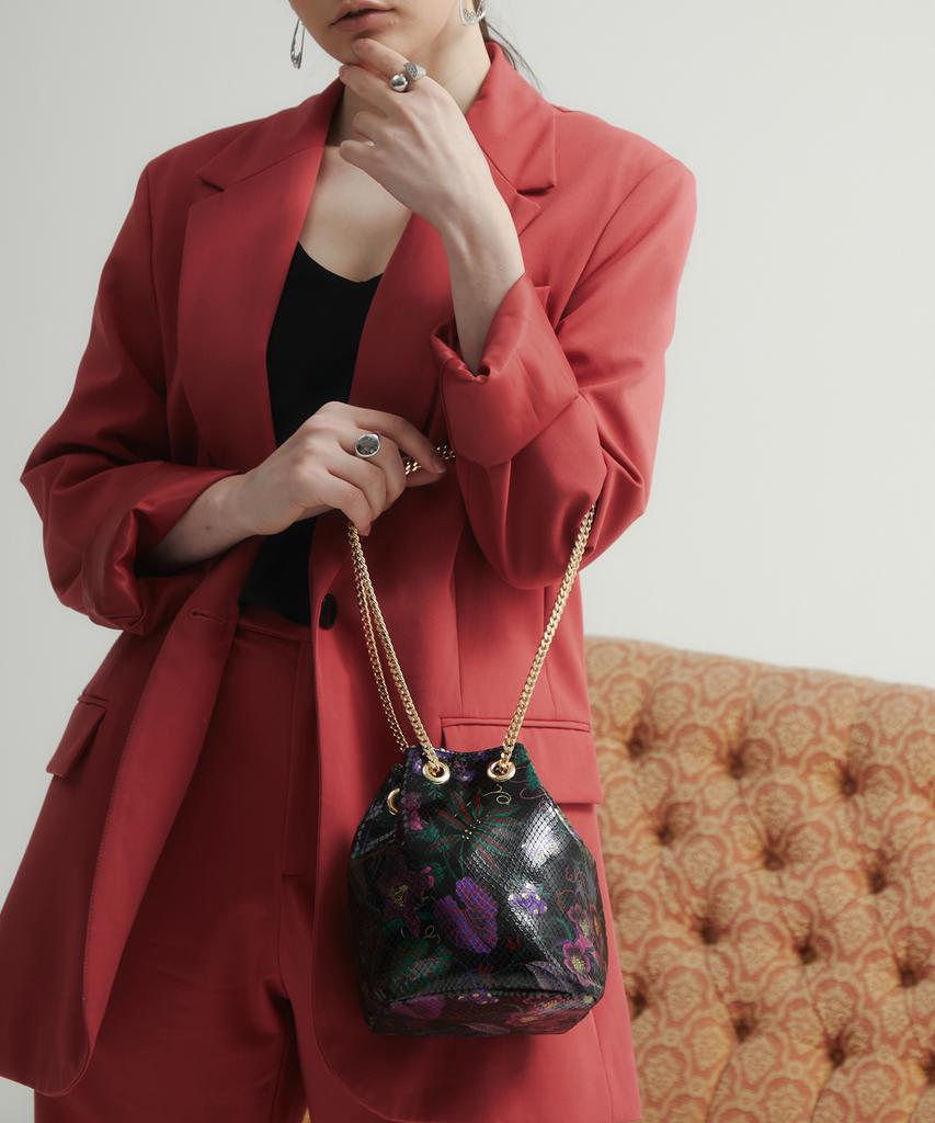 Jina In Ny Flower Mini Bucket Bag [Black Flower Combo]