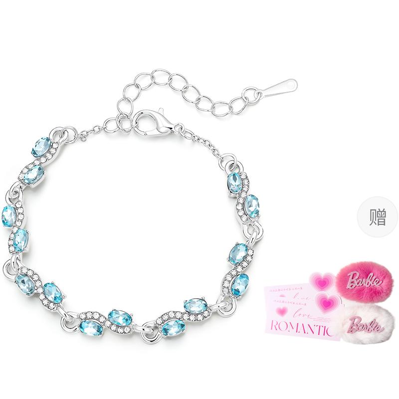 Barbie crystal bracelet [ Exploding Crystal*Blue Tears Series] Full of diamonds, light luxury, deep sea blue, summer G-Ba2601004 синий