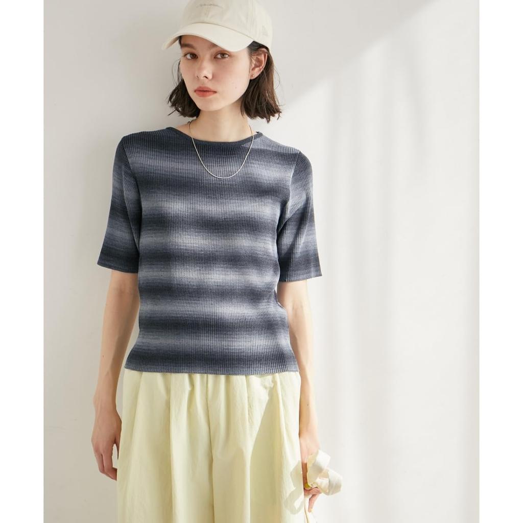 ROPE PICNIC Gradient Knit Half Light Green 38 Women's Pullover, Sleeve, (33)