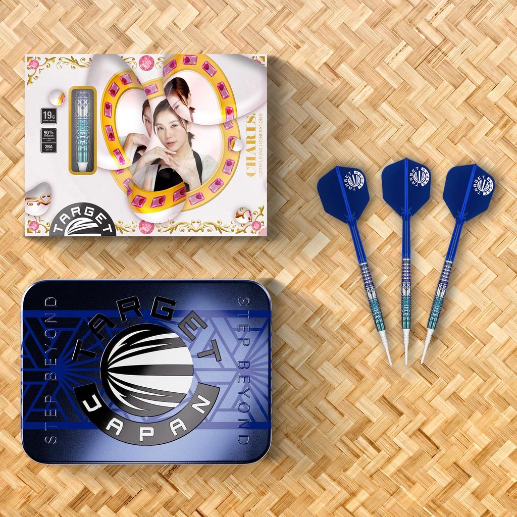 Target Japan CHARIS G5 Cathy Leung Tungsten Soft Tip Darts 6 Shape Flights and 2BA White Pixel Tips 90% K-Flex Set, No. Shafts, (CHARIS G5)
