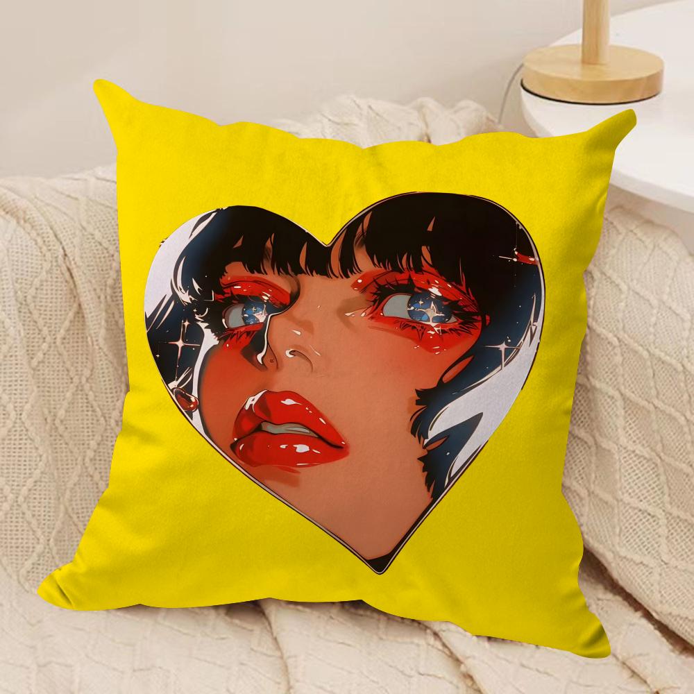 Creative Loving Woman Cushion Cover Soft Plush Fabric Double-Sided Printed Sofa Cushion Cover for All Seasons Home Decor Gift