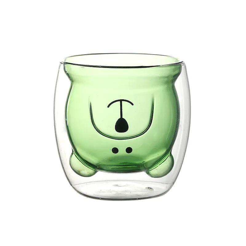 250ml High Borosilicate Creative Glass Cup Little Bear Cup Women'S Summer Cat Claw Cup Double Layer Creative Drinking Cup