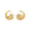 Korean Style Sun and Moon Retro Stud Earrings for Women