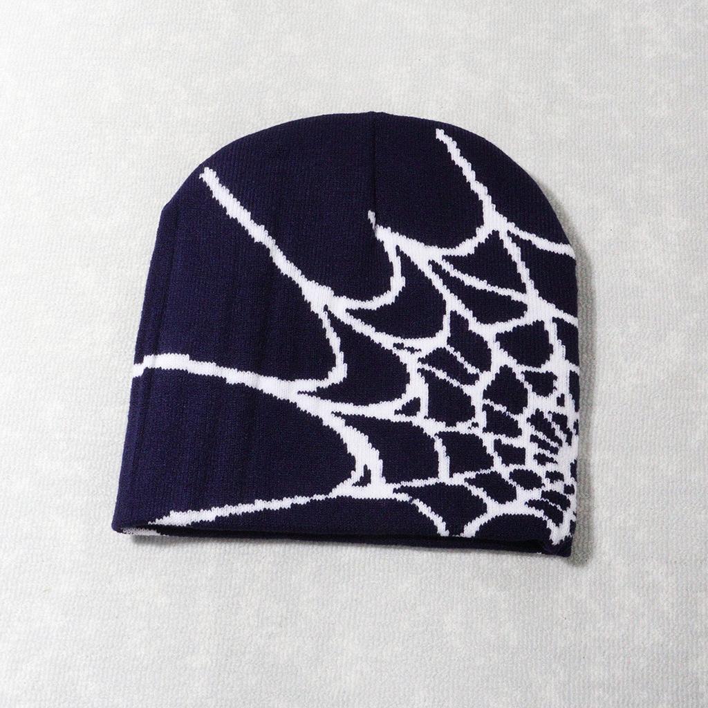 Hot-selling Y2K Spiderweb Knitted Hat European American Style Trendy Winter Beanie Jacquard Pattern 48-50cm Head Circumference