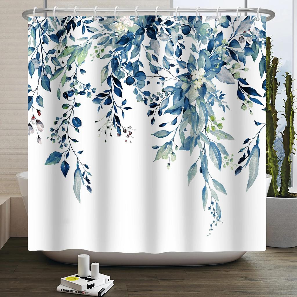 Spring Shower Curtain Green Leaf Floral Curtains For Bathroom Vines Butterfly Baththb Waterproof Polyester Bathroom Curtain