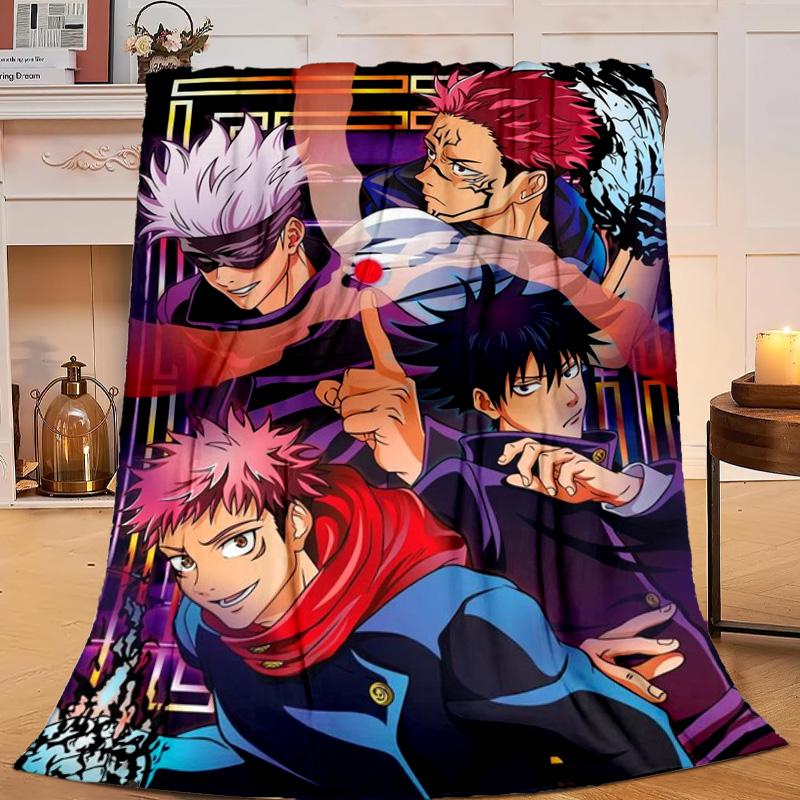 1PC Jujutsu Curse Battle Flannel Blanket Gift, Suitable for Both Men And Women, Soft Ideal for Beds And Sofa, Birthday Or Christmas Gift
