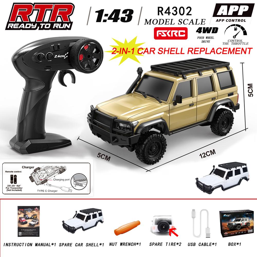 

HB 1/43 scale Remote control 2.4G full scale simulation 4WD Crawler climbing off-road vehicle APP control RC boy children s toy