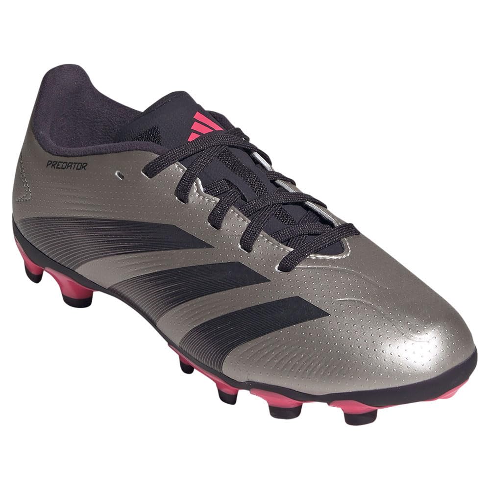 Soccer Spikes Junior Kids Predator LEAGUE Boys Girls NKE59 Platinum Cm [Adidas] HG/AG 17~24.5cm Metallic/Aurora Black/Turbo (IF6410) 21.5
