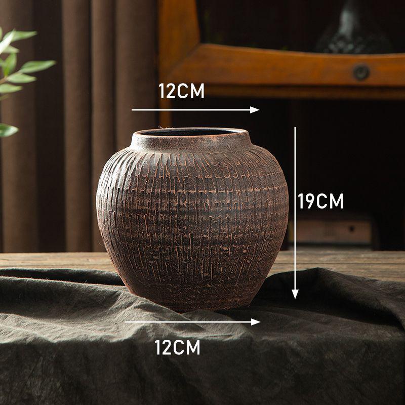 

Винтажная дзен-ваза из грубой керамики для сухоцветов и суккулентов With bottom hole (for planting)