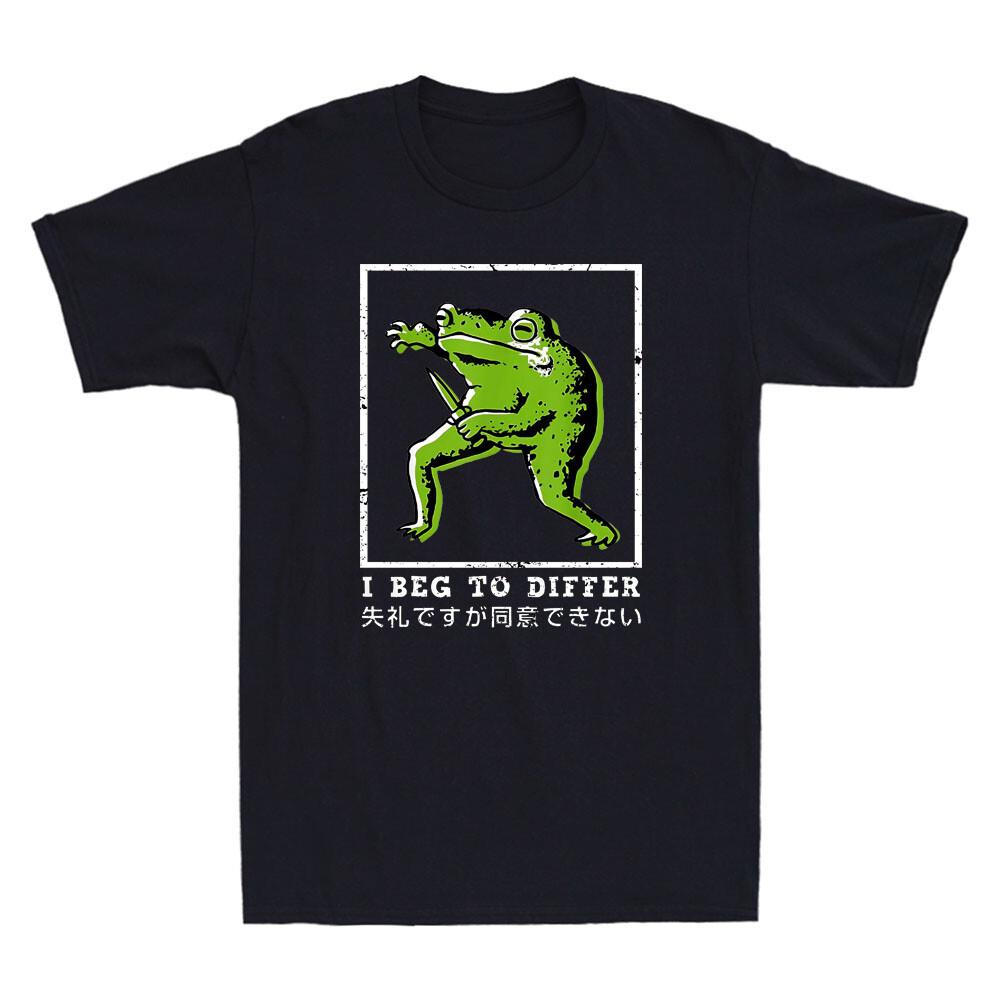 I Beg To Differ Frog Japanese Funny Frog With Knife Meme Vintage Men s T-Shirt XXL