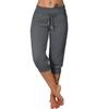 Womens 3/4 Length Trousers Capri Leggings Stretch Elastic Waist Sweatpants Workout Tracksuit Bottoms Running Jogger