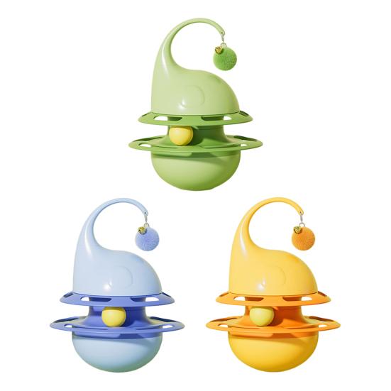 Interactive Tumbler Cat Toy Funny Puzzle Cat Food Dispenser with Fluffy Ball And Bell Self Play Kitten Enrichment Toy for Indoor Cats