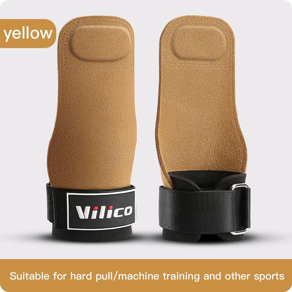 1 Pair Wear-resistant Cowhide Gym Gloves Adjustable Weightlifting Wrist Wraps  Weightlifting