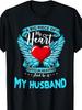 g Pure Cotton In Memory T-Shirt for Widows Widowers -  A Big Piece of My Heart Lives in Heaven My Hu