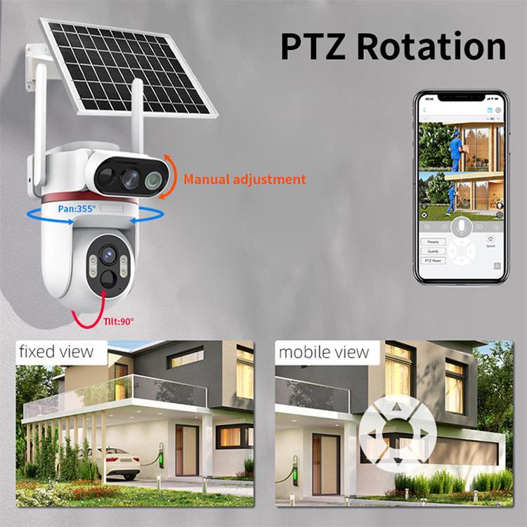 AOV Outdoor Dual-Lens Solar 4G Camera with 24h Monitoring, HD Night Vision, No Power/Network Needed