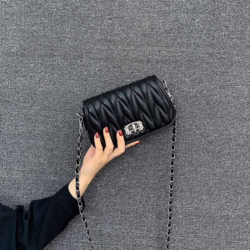 

Летняя сумка-цепочка в нишевом стиле с драпировкой, самая продаваемая Black