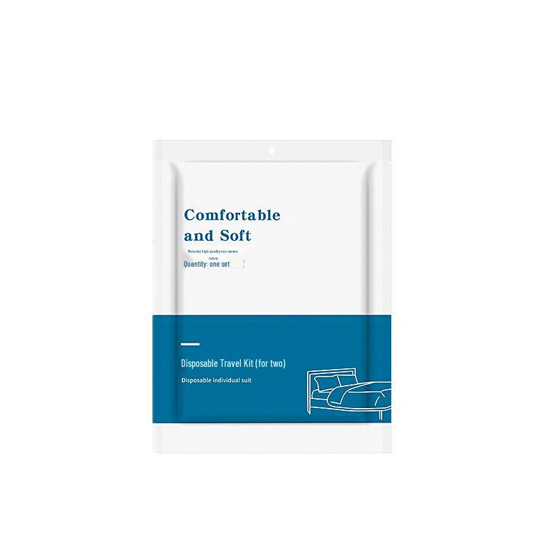 Disposable Bedding Set: Fitted Sheet, Duvet Cover, Pillowcase - Perfect for Travel and Hotel Stays. Non-Pure Cotton.