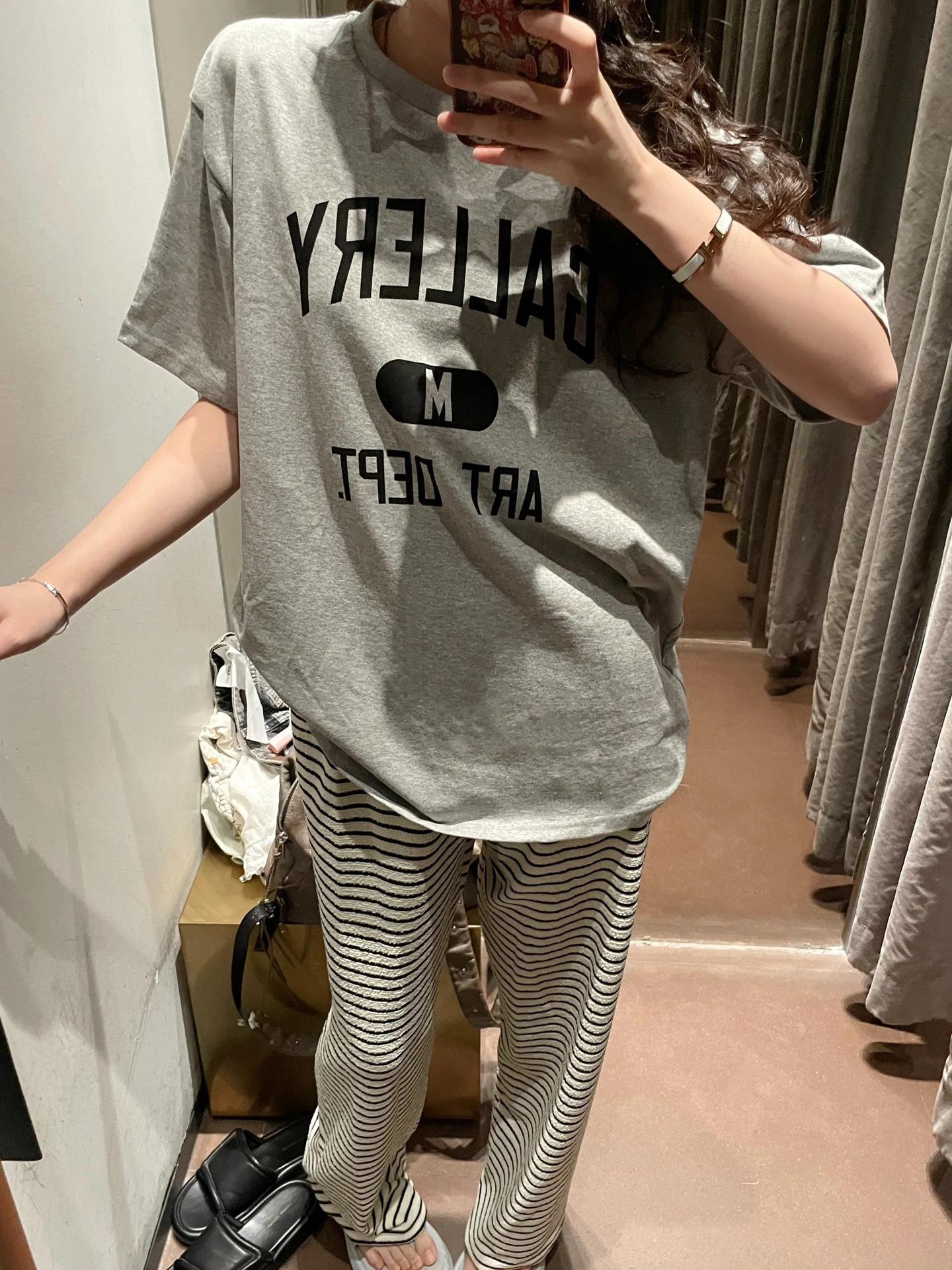 

Американская летняя светло-серая ретро футболка оверсайз с коротким рукавом для женщин Харадзюку 2025 XXL светло-серый