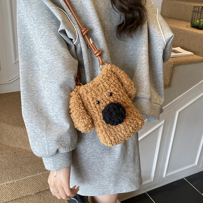 Cute Plush Puppy Crossbody Bags Soft Kawaii Pup Plushie Shoulder Bags Couple Gifts Versatile Fashion Bags for Women Child Gifts