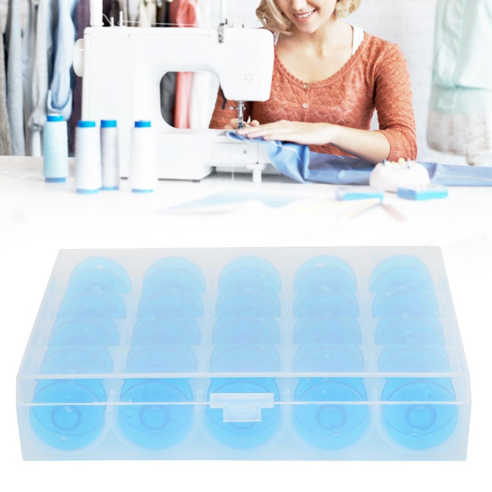25pcs With Organizer Empty Bobbins Plastic Sewing Machine Accessories Plastic Spool Household Use