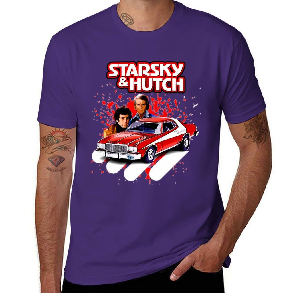 Koszulka z serialu telewizyjnego Starsky i Hutch, koszulka z krótkim rękawem, anime, ubrania męskie