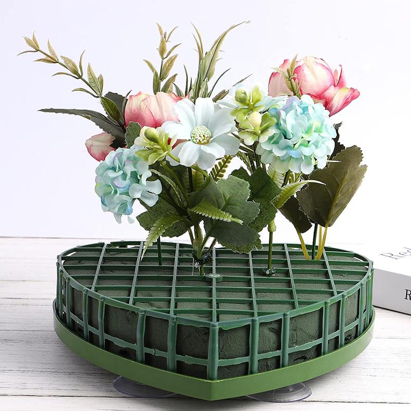 DIY Wedding Car Heart Shape Flower Foam Cage Box with Suction Cup Green Styrofoam Wet Floral Block Artificial Mud Florist Party