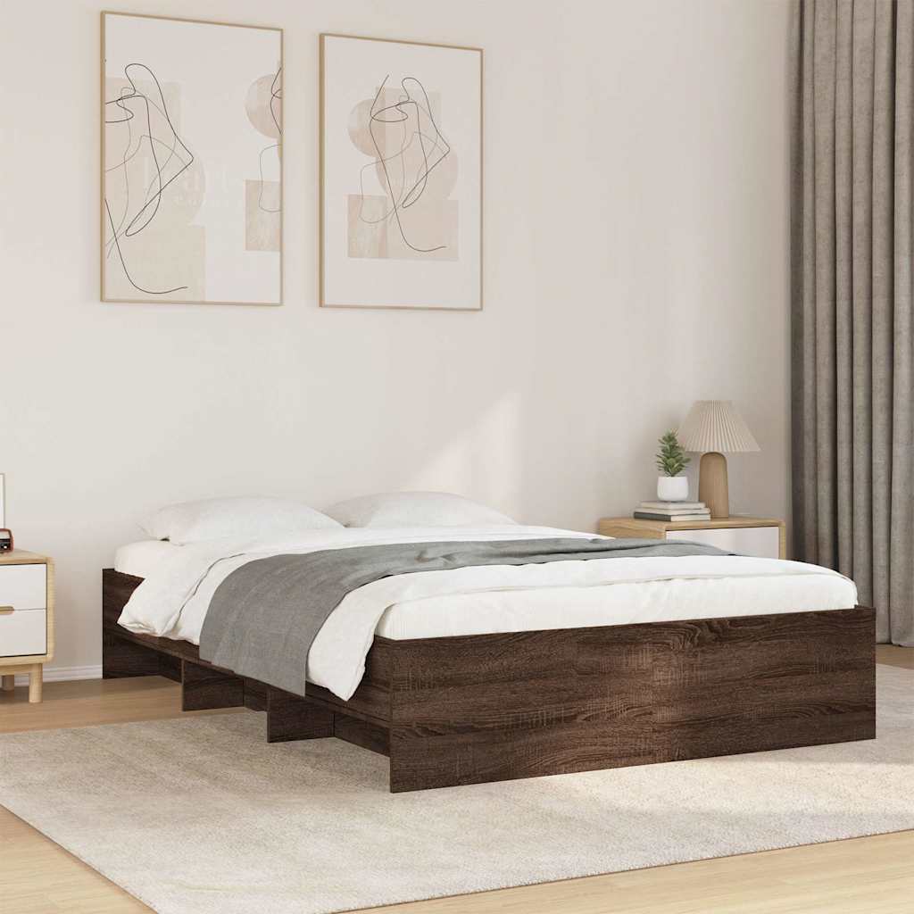 Bed Frame Without Mattress Brown Oak Look 120 X 200 Cm Engineered Wood