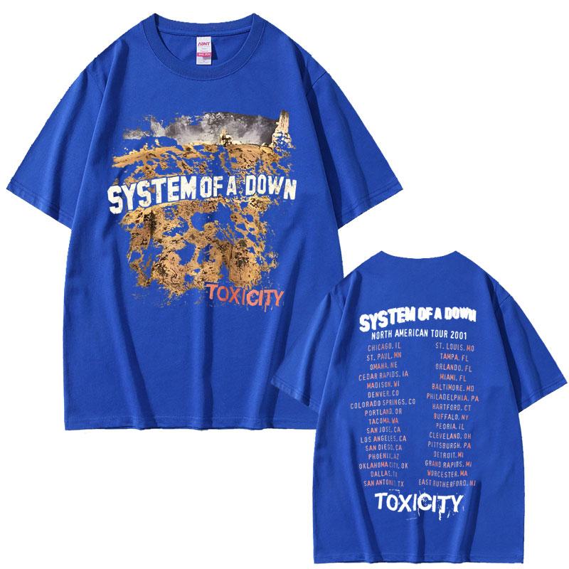 Maglietta Vintage Rock Band System of A Down Toxicity Tour Unisex Donna Punk Rock Gotico Magliette Unisex Hip Hop Magliette Oversize