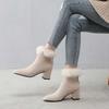 Winter Comfortable White Black Women Ankle Boots Rabbit Fur  Heels Lady Casual Shoes