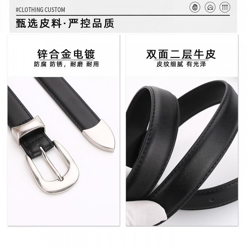 Womens Genuine Leather Belt With Zinc Alloy Buckle 2.4cm Wide Adjustable 100/110cm Casual Office Chic Outfits