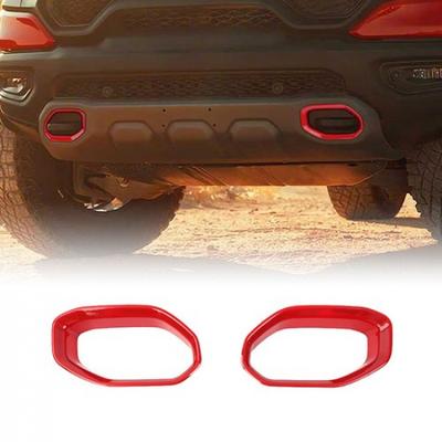 2PCS For Dodge RAM 1500 TRX + Exterior Front Bumper Tow Hook Cover Bezel Red