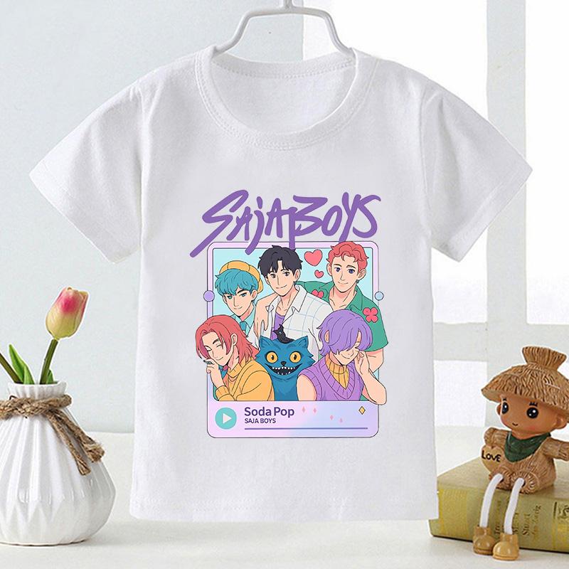 Kpop Demon Hunters Saja Boys Print Casual Kids T Shirt Girls New Summer Tops Fashion Baby Clothes Children Short Sleeve T-shirts