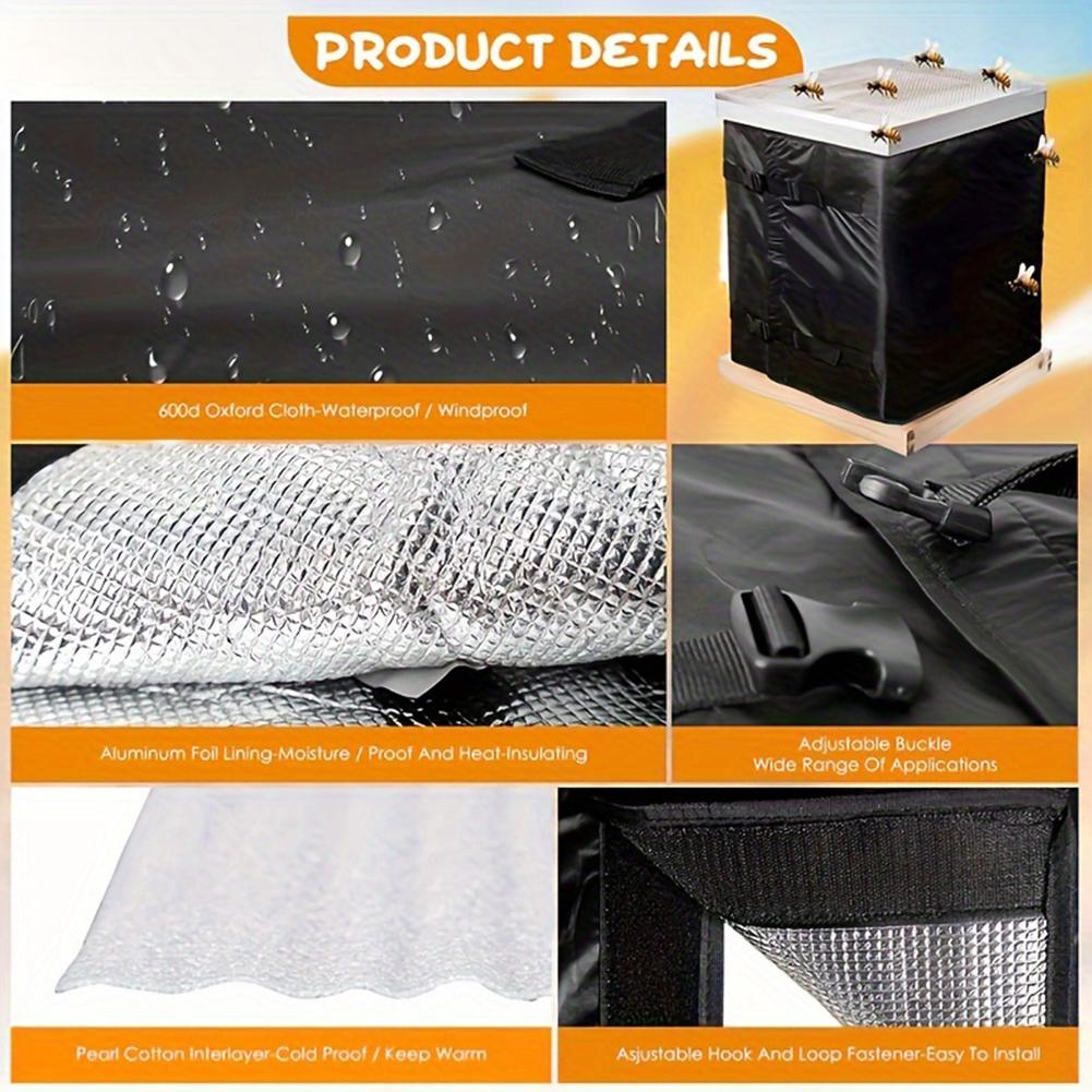 75.2 X 23.5 Inches 600D Oxford Winter Bee Hive Wrap Adjustable Beehive Wrap Bee Hive Insulation Wrap Beekeeping Supplies