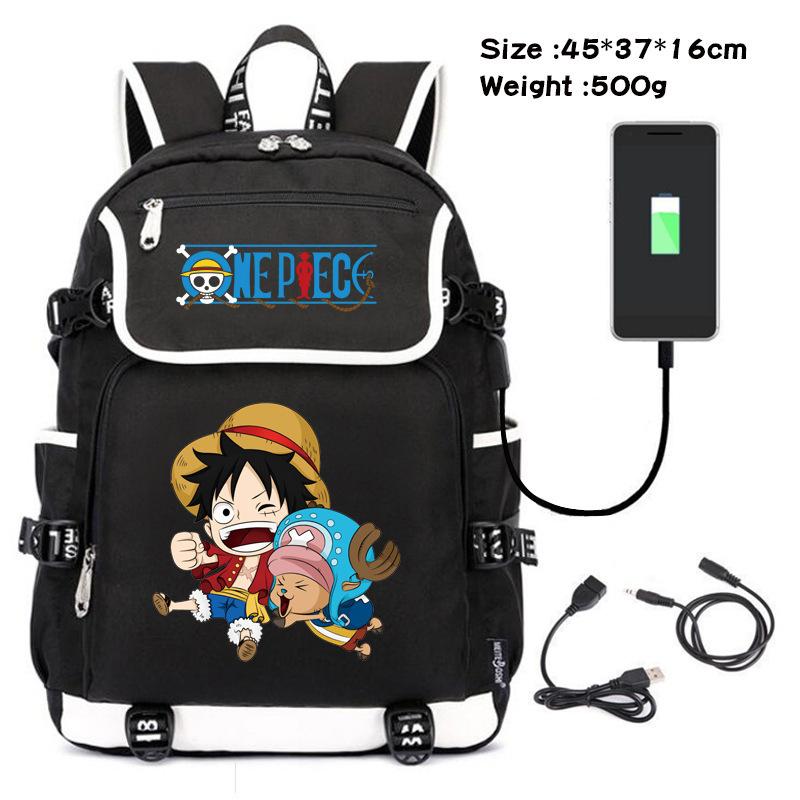 One Piece themed student backpack with fashionable and versatile printed design.
