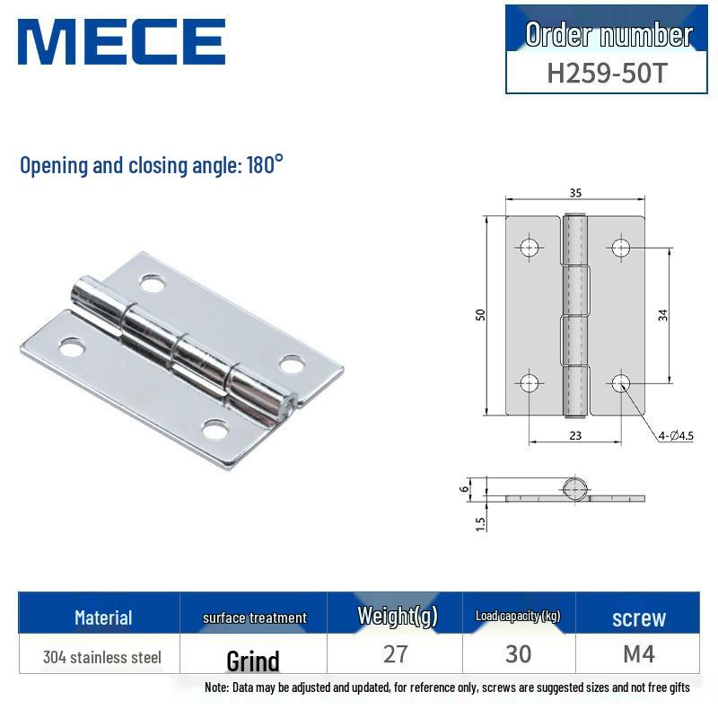 304 Stainless Steel Thickened Cabinet & Wooden Door Hinges